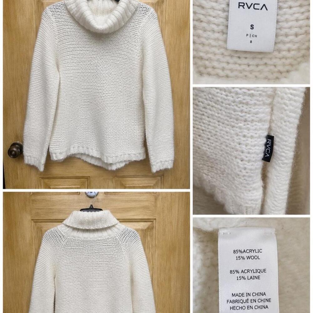 Rvca white acrylic wool sweater